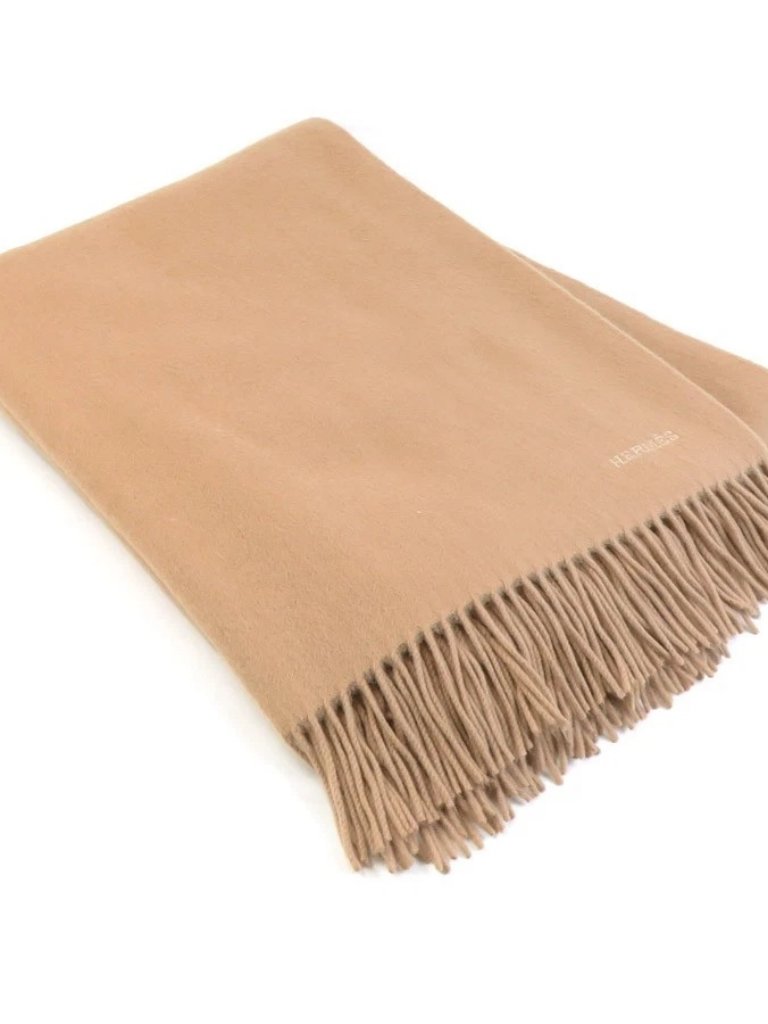 Auth Hermes Blanket Beige Brown Cashmere/Wool